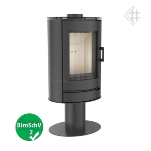 STUFA A LEGNA KRATKI AB/S/N/DR CON PIEDISTALLO NERO OPACO