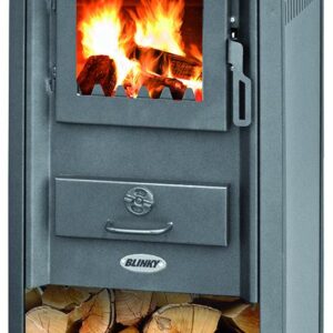 Stufa a legna in acciaio Atene S porta vetro antracite  4 STELLE