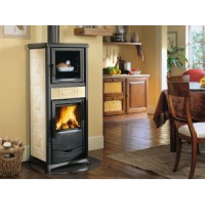 STUFA A LEGNA NORDICA ROSSELLA PLUS CON FORNO LIBERTY BORDEAUX